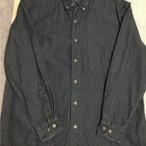 Men's Dark Blue Denim Button-Up Shirt